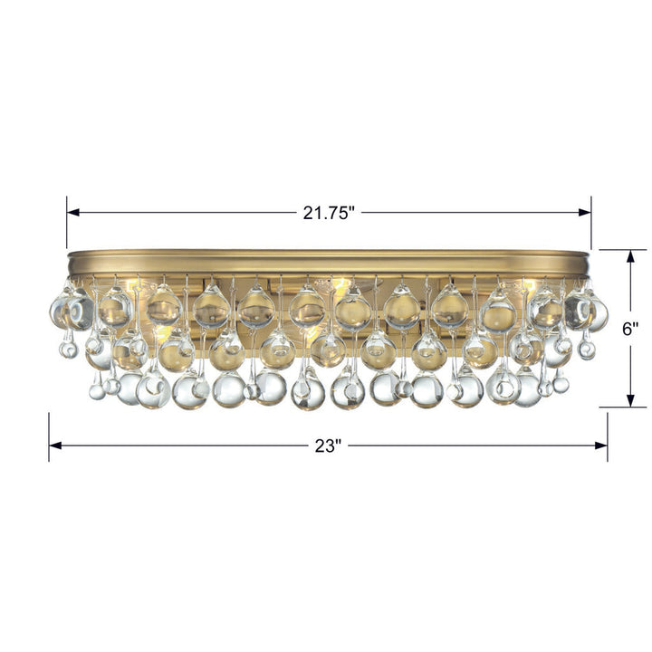 ##Antique Hardware## Calypso 6 Light Crystal Teardrop Vibrant Gold Bathroom Vanity