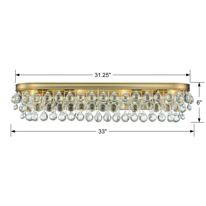 ##Antique Hardware## Calypso 8 Light Crystal Teardrop Vibrant Gold Bathroom Vanity