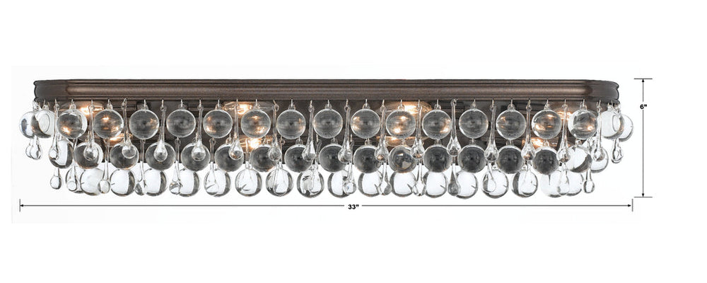 ##Antique Hardware## Calypso 8 Light Crystal Teardrop Vibrant Bronze Bathroom Vanity