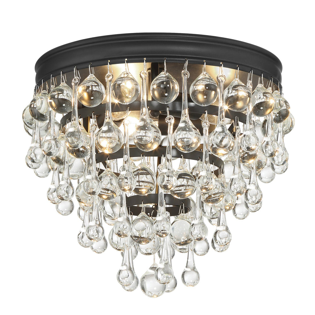 ##Antique Hardware## Calypso 3 Light Matte Black Flush Mount