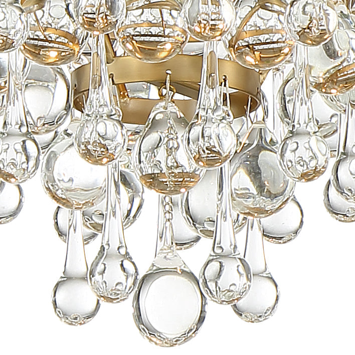 ##Antique Hardware## Calypso 3 Light Crystal Teardrop Vibrant Gold Flush Mount