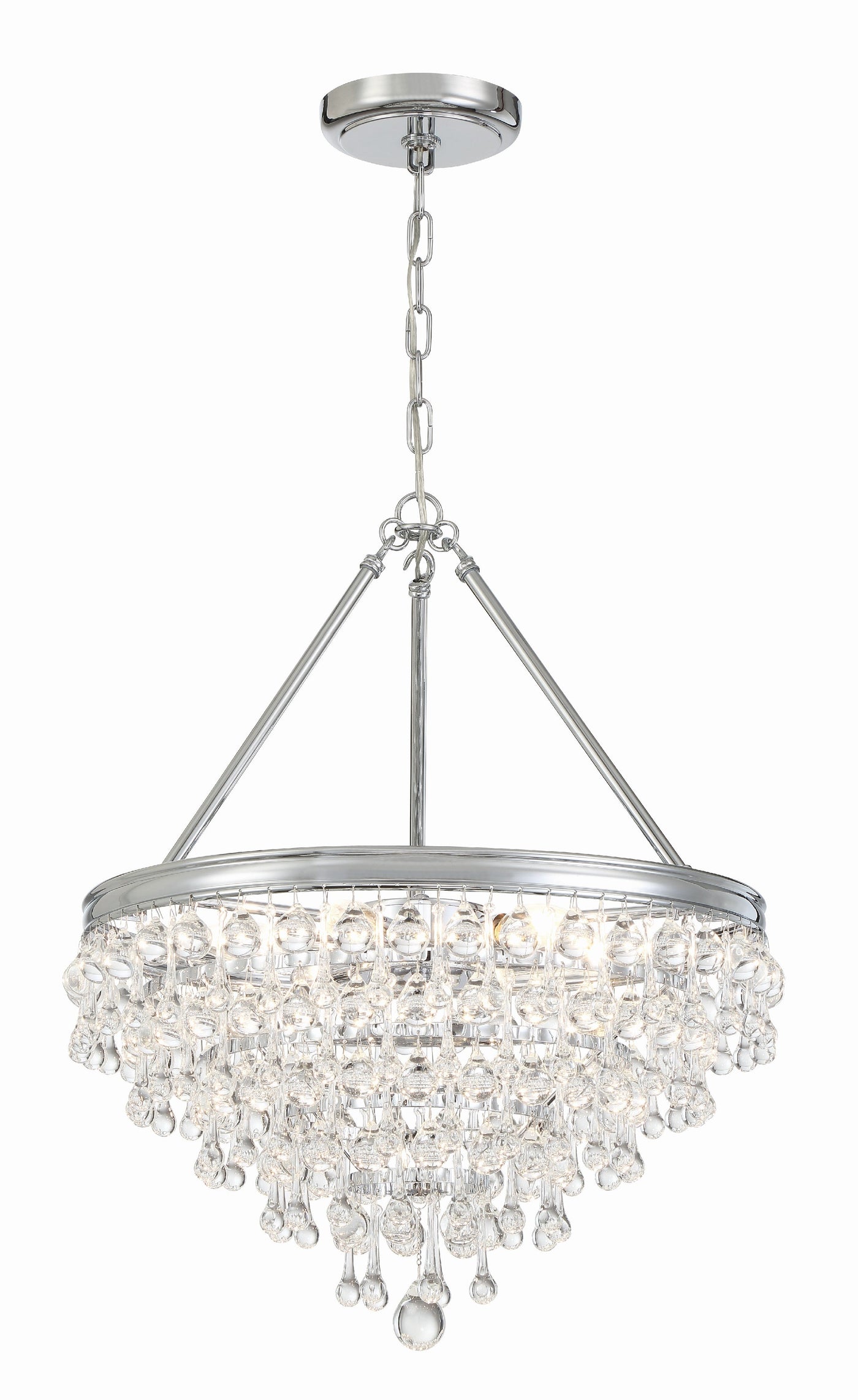 ##Antique Hardware## Calypso 6 Light Crystal Teardrop Polished Chrome Chandelier