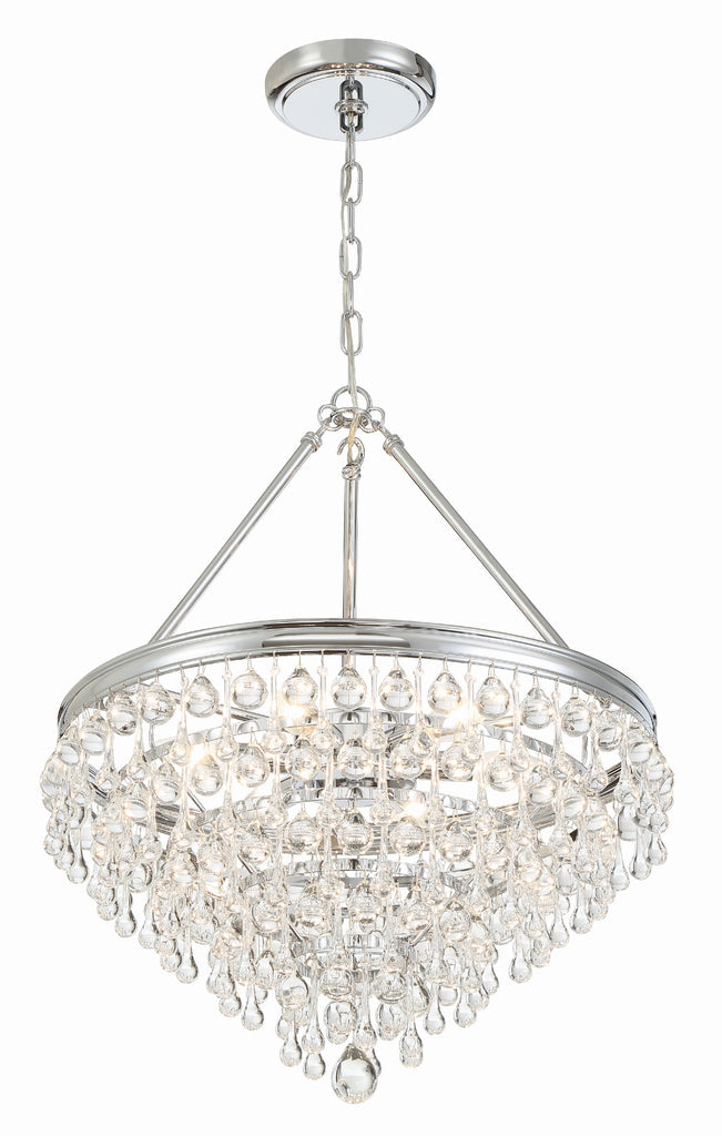 ##Antique Hardware## Calypso 6 Light Crystal Teardrop Polished Chrome Chandelier