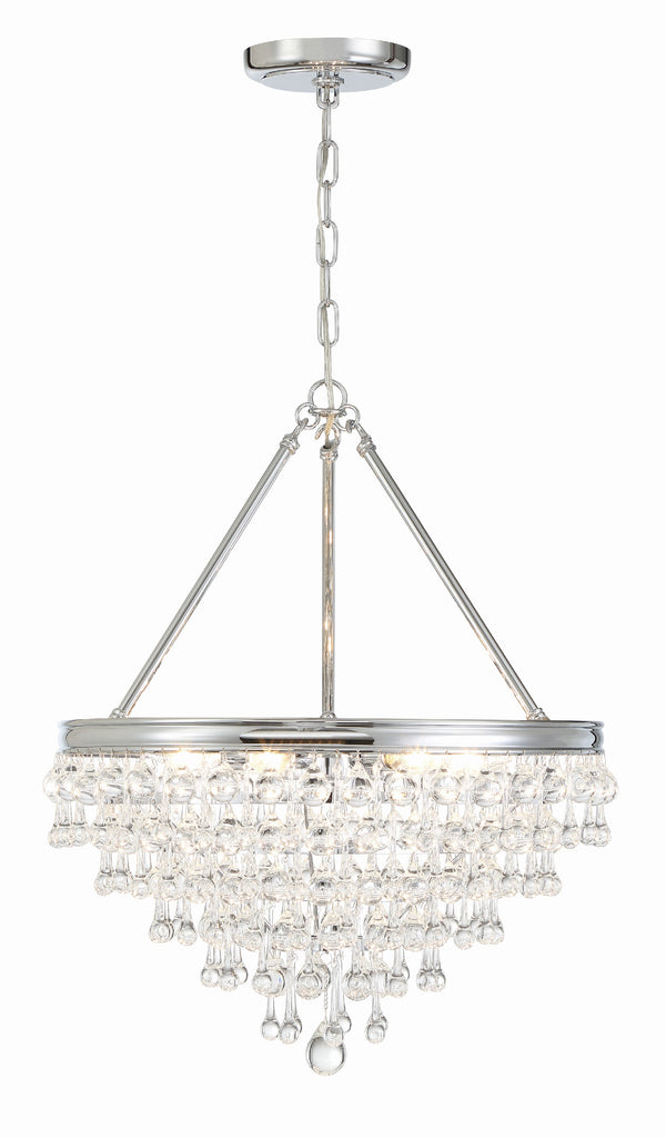 ##Antique Hardware## Calypso 6 Light Crystal Teardrop Polished Chrome Chandelier