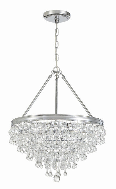 ##Antique Hardware## Calypso 6 Light Crystal Teardrop Polished Chrome Chandelier