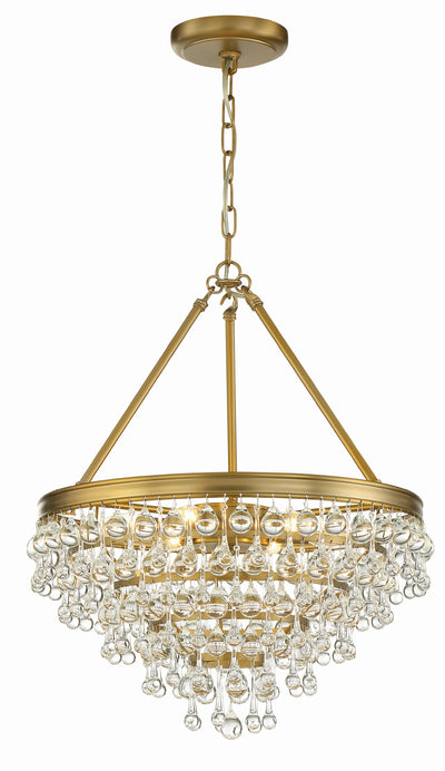 ##Antique Hardware## Calypso 6 Light Crystal Teardrop Vibrant Gold Chandelier