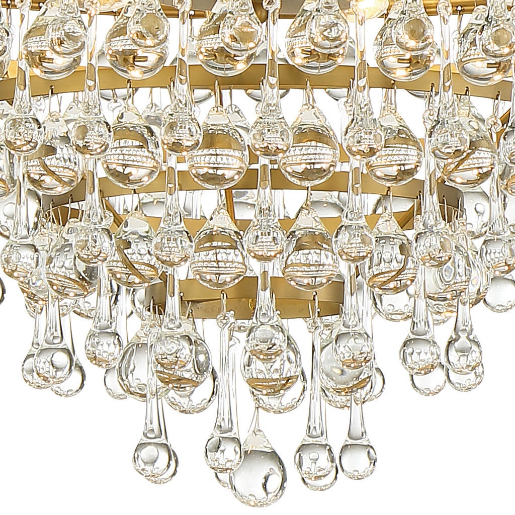 ##Antique Hardware## Calypso 6 Light Crystal Teardrop Vibrant Gold Chandelier