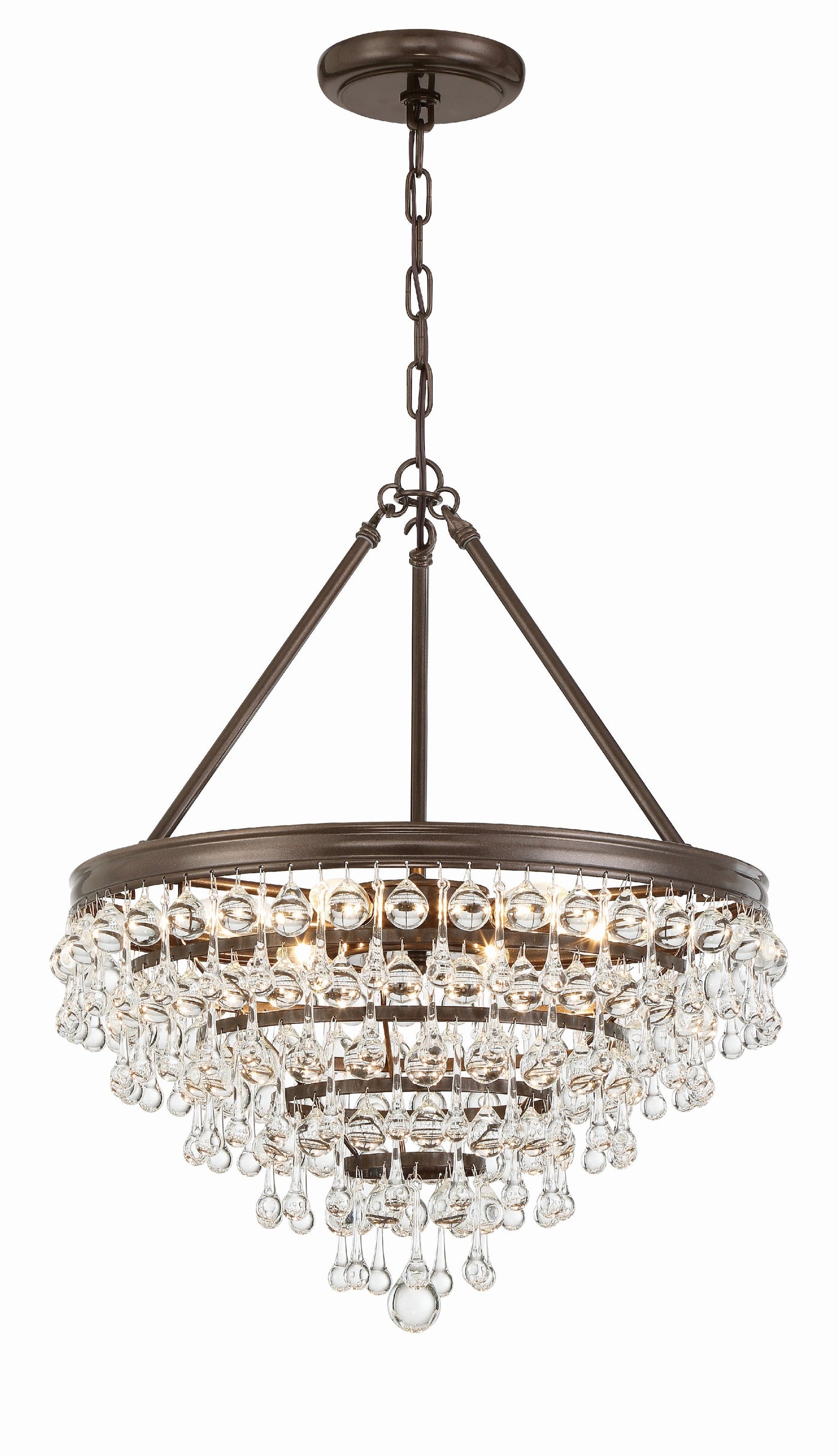 ##Antique Hardware## Calypso 6 Light Crystal Teardrop Vibrant Bronze Chandelier