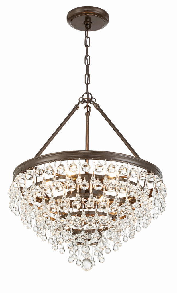 ##Antique Hardware## Calypso 6 Light Crystal Teardrop Vibrant Bronze Chandelier