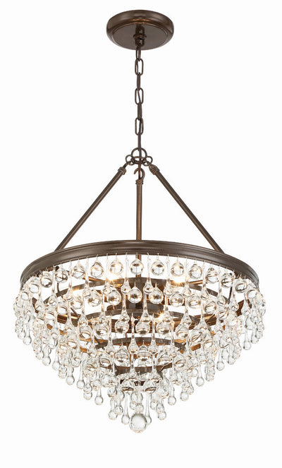 ##Antique Hardware## Calypso 6 Light Crystal Teardrop Vibrant Bronze Chandelier