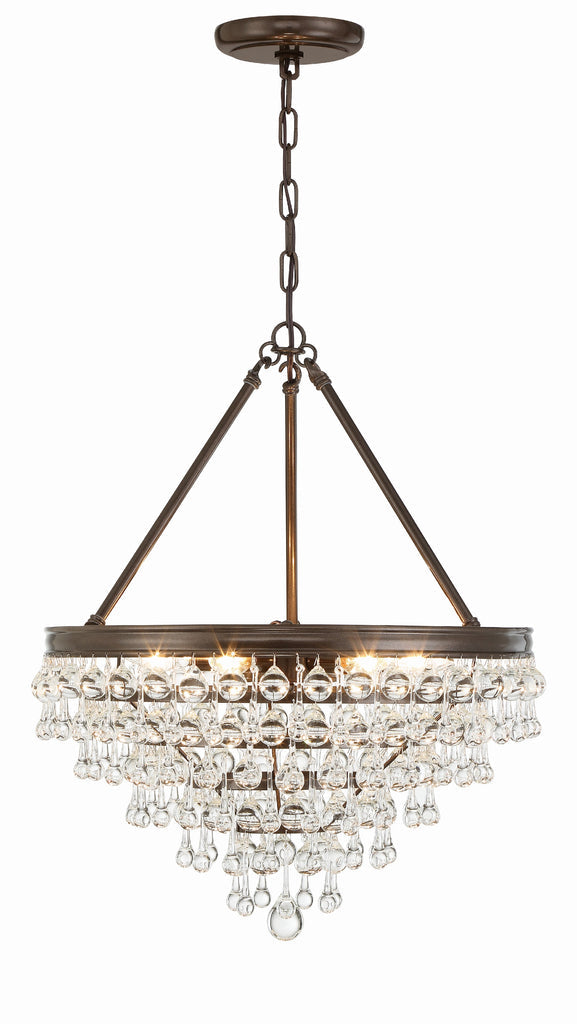 ##Antique Hardware## Calypso 6 Light Crystal Teardrop Vibrant Bronze Chandelier