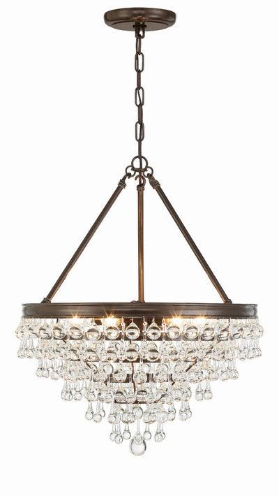 ##Antique Hardware## Calypso 6 Light Crystal Teardrop Vibrant Bronze Chandelier