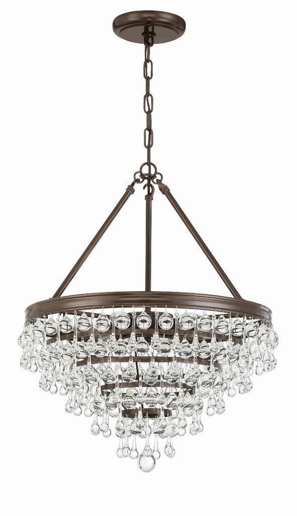 ##Antique Hardware## Calypso 6 Light Crystal Teardrop Vibrant Bronze Chandelier