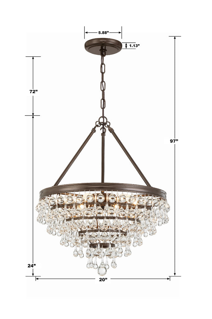 ##Antique Hardware## Calypso 6 Light Crystal Teardrop Vibrant Bronze Chandelier