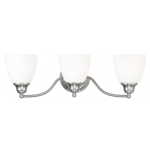 ##Antique Hardware## 3 Light Brushed Nickel Bath Light