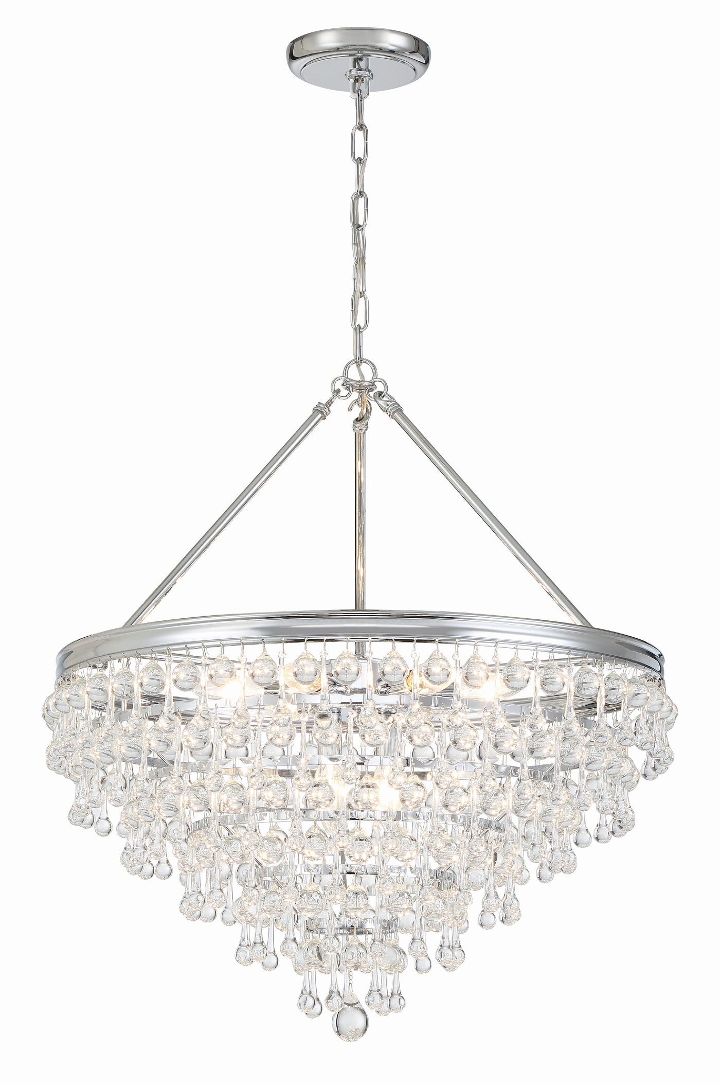 ##Antique Hardware## Calypso 8 Light Crystal Teardrop Polished Chrome Chandelier