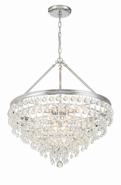 ##Antique Hardware## Calypso 8 Light Crystal Teardrop Polished Chrome Chandelier