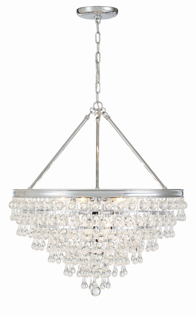 ##Antique Hardware## Calypso 8 Light Crystal Teardrop Polished Chrome Chandelier