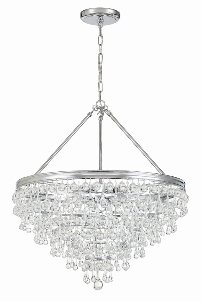 ##Antique Hardware## Calypso 8 Light Crystal Teardrop Polished Chrome Chandelier