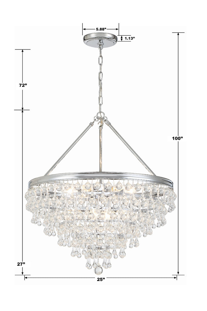 ##Antique Hardware## Calypso 8 Light Crystal Teardrop Polished Chrome Chandelier