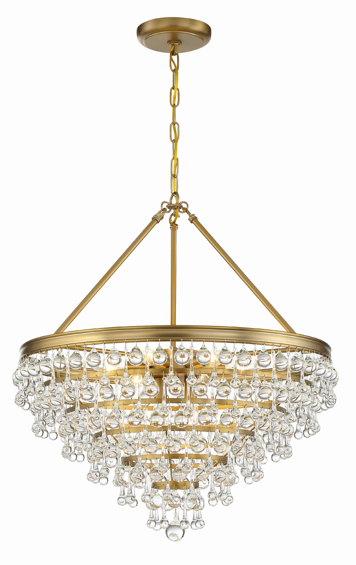 ##Antique Hardware## Calypso 8 Light Crystal Teardrop Vibrant Gold Chandelier