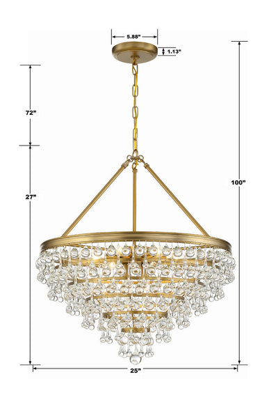 ##Antique Hardware## Calypso 8 Light Crystal Teardrop Vibrant Gold Chandelier