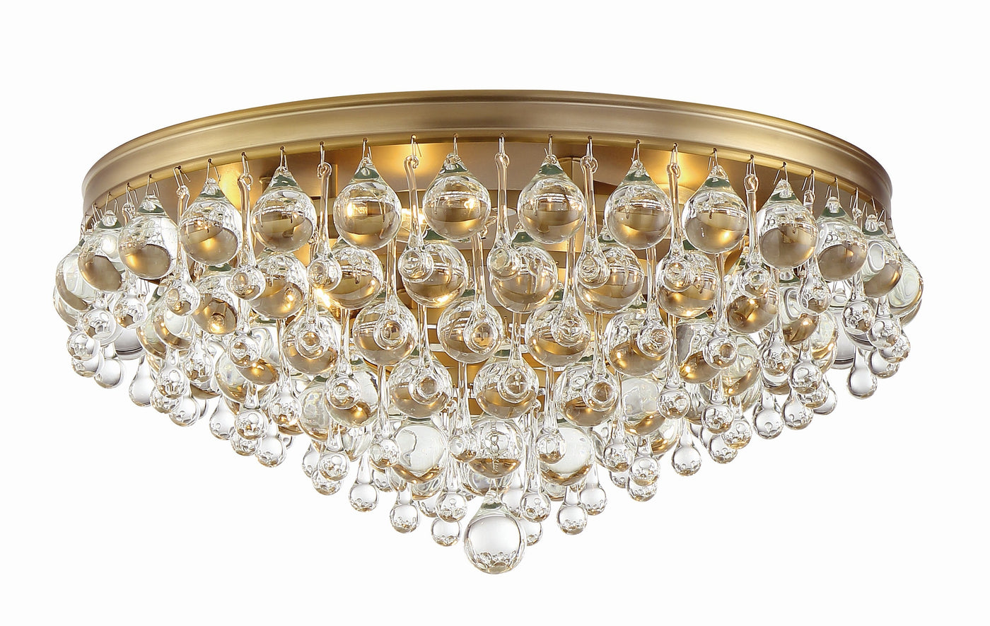 ##Antique Hardware## Calypso 6 Light Crystal Teardrop Vibrant Gold Flush Mount