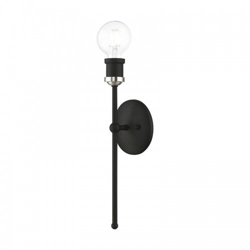 Antique Hardware 1 Light Black with Brushed Nickel Accents ADA Single Sconce Wall Sconce