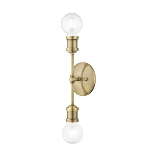 ##Antique Hardware## 2 Light Antique Brass ADA Vanity Sconce