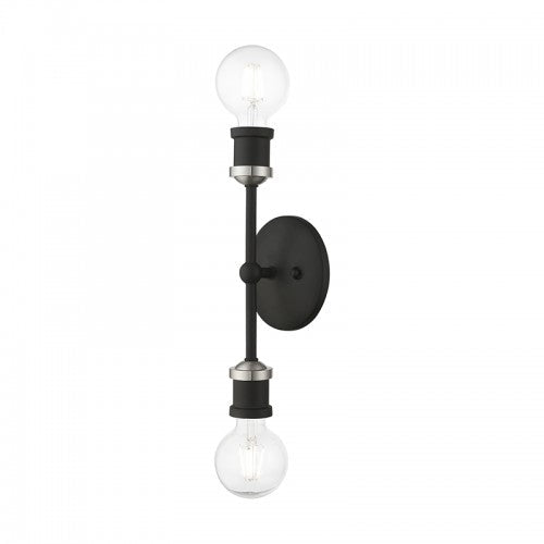 ##Antique Hardware## 2 Light Black with Brushed Nickel Accents ADA Vanity Sconce