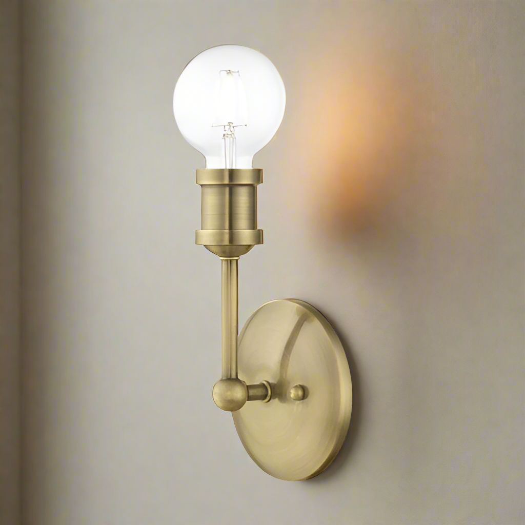 ##Antique Hardware## 1 Light Antique Brass ADA Vanity Sconce