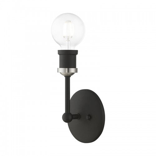 ##Antique Hardware## 1 Light Black with Brushed Nickel Accents ADA Vanity Sconce