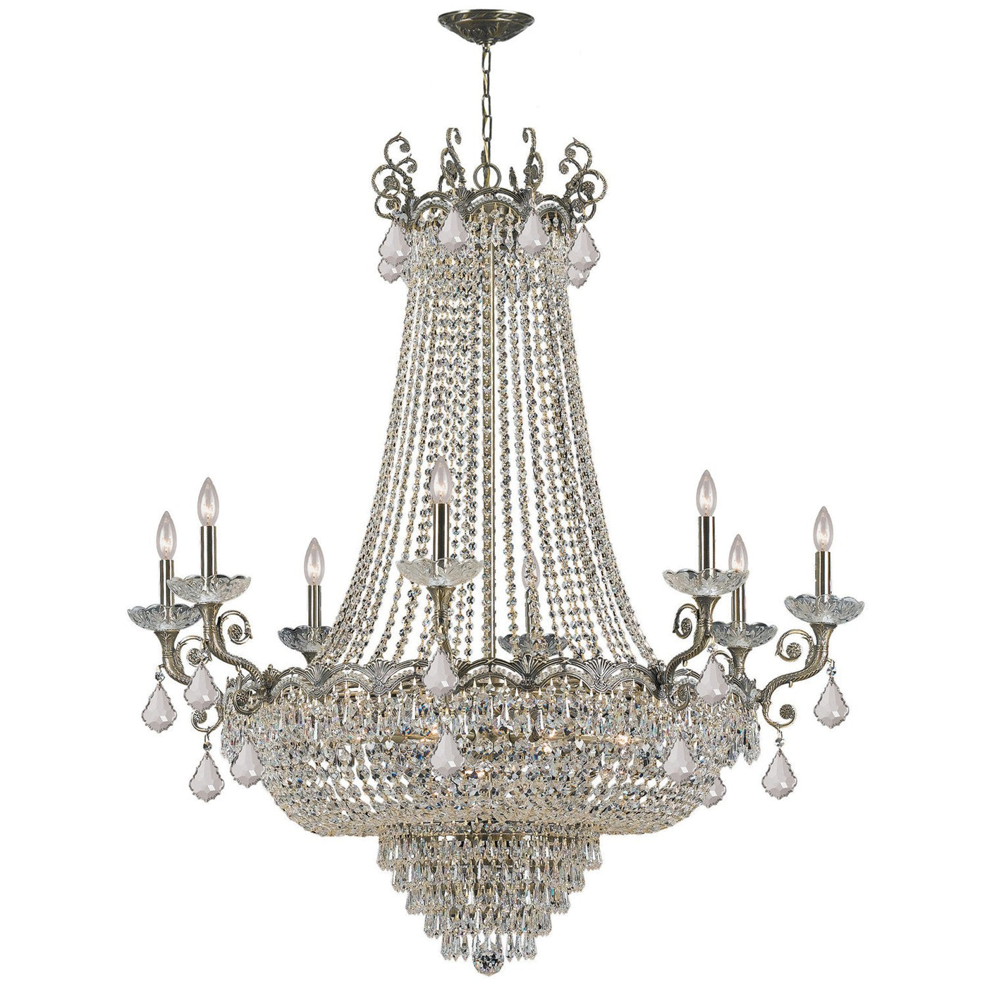 ##Antique Hardware## Majestic 20 Light Spectra Crystal Historic Brass Chandelier