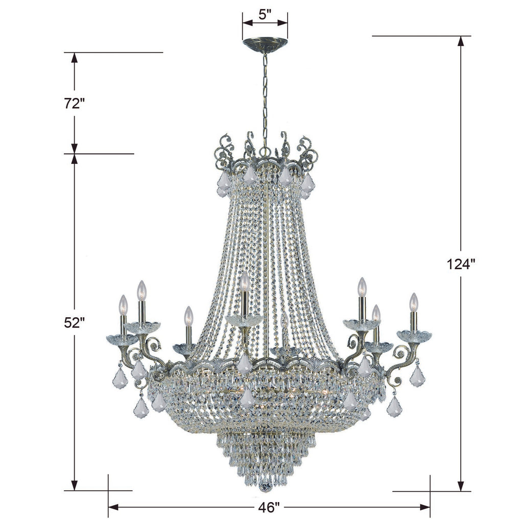 ##Antique Hardware## Majestic 20 Light Swarovski Strass Crystal Historic Brass Chandelier