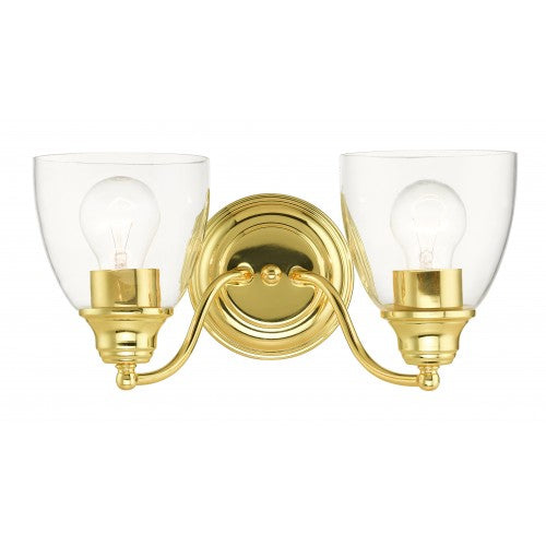 ##Antique Hardware## 2 Light Polished Brass Vanity Sconce