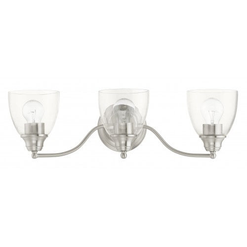 ##Antique Hardware## 3 Light Brushed Nickel Vanity Sconce