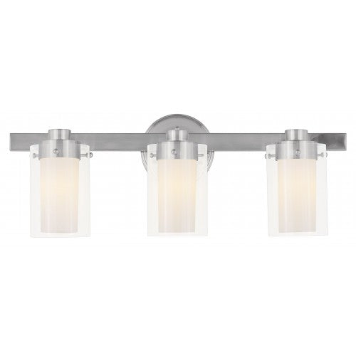 ##Antique Hardware## 3 Light Brushed Nickel Bath Light
