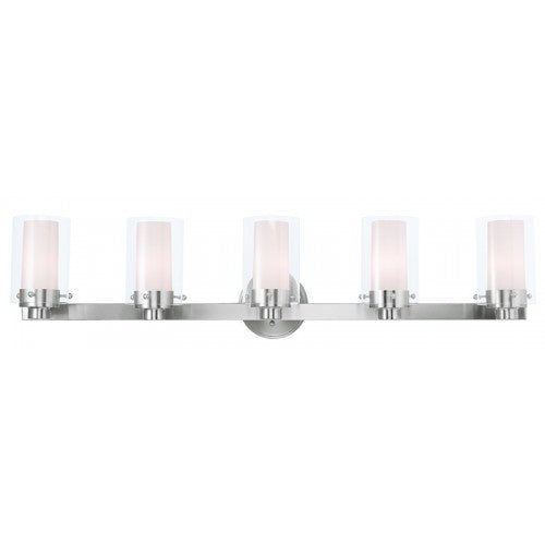 ##Antique Hardware## 5 Light Brushed Nickel Bath Light