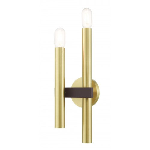 ##Antique Hardware## 2 Light Satin Brass & Bronze Wall Sconce