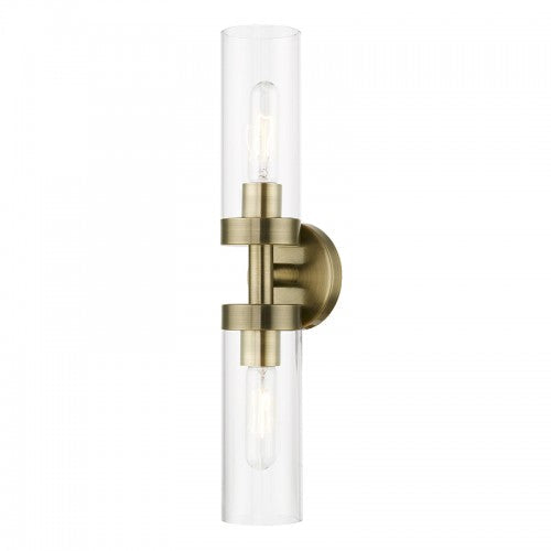 ##Antique Hardware## 2 Light Antique Brass ADA Vanity Sconce