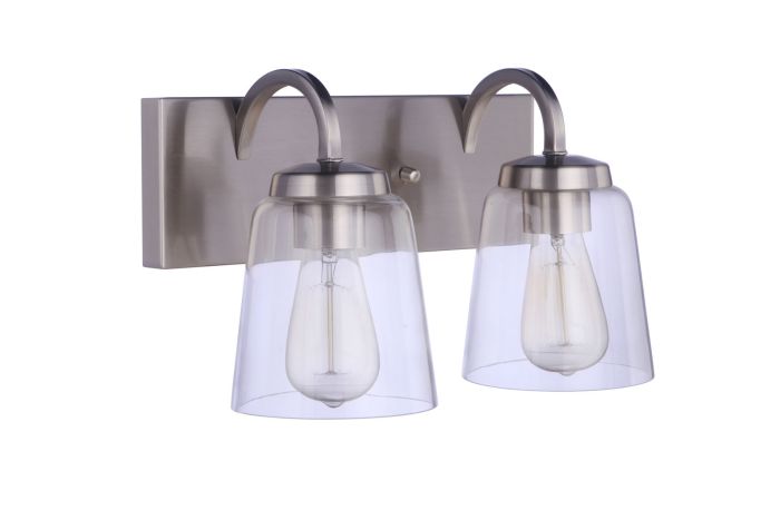 ##Antique Hardware## Elsa 2 Light Vanity in Brushed Polished Nickel