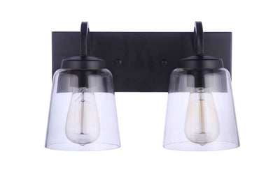 ##Antique Hardware## Elsa 2 Light Vanity in Flat Black