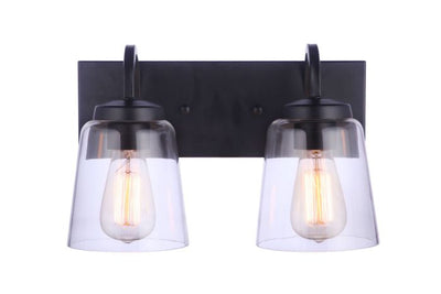 ##Antique Hardware## Elsa 2 Light Vanity in Flat Black