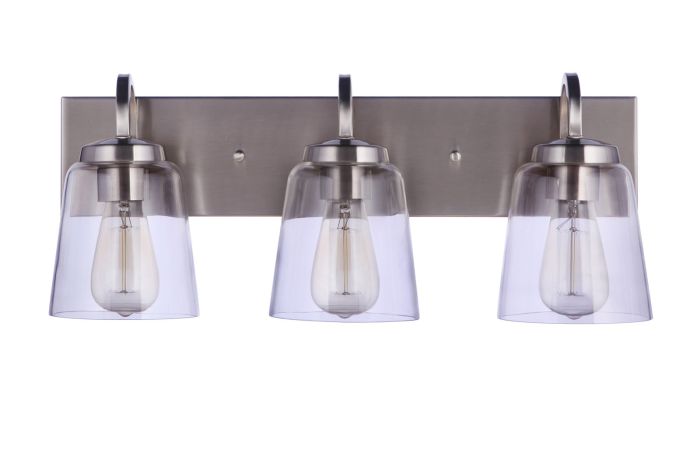 ##Antique Hardware## Elsa 3 Light Vanity in Brushed Ploshed Nickel