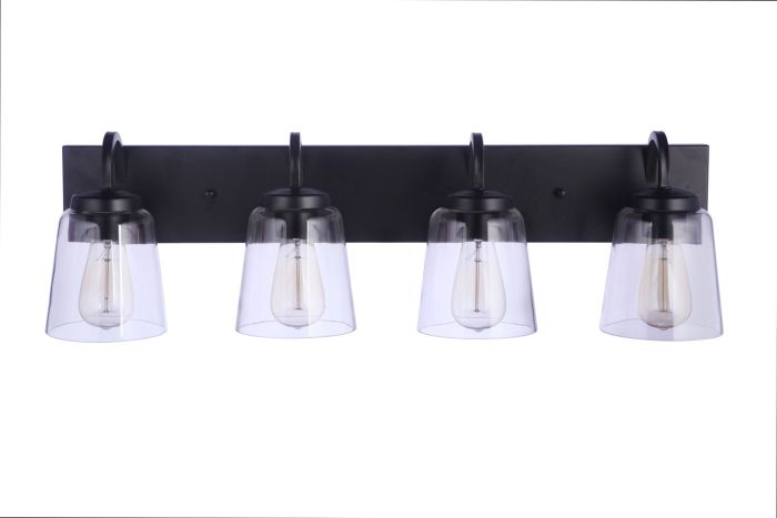 ##Antique Hardware## Elsa 4 Light Vanity in Flat Black