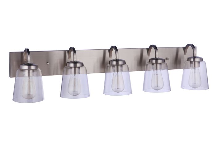 ##Antique Hardware## Elsa 5 Light Vanity in Brushed Polished Nickel