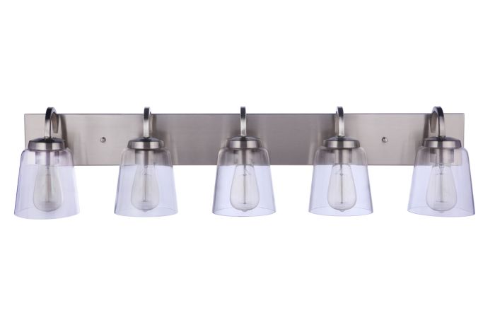 Antique Hardware Elsa 5 Light Vanity in Brushed Polished Nickel Bath and Vanity