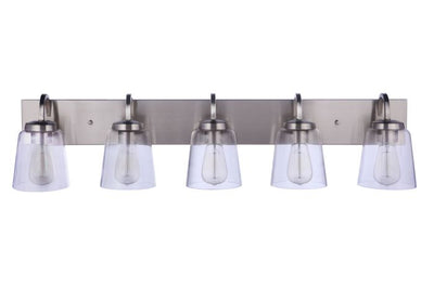 ##Antique Hardware## Elsa 5 Light Vanity in Brushed Polished Nickel