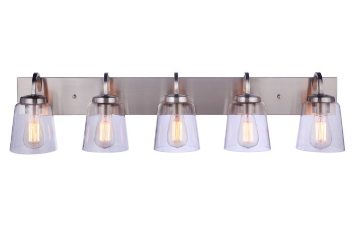 ##Antique Hardware## Elsa 5 Light Vanity in Brushed Polished Nickel