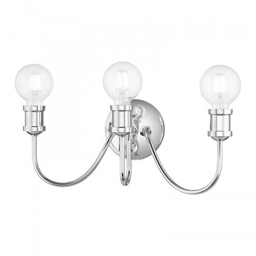 ##Antique Hardware## 3 Light Polished Chrome Vanity Sconce